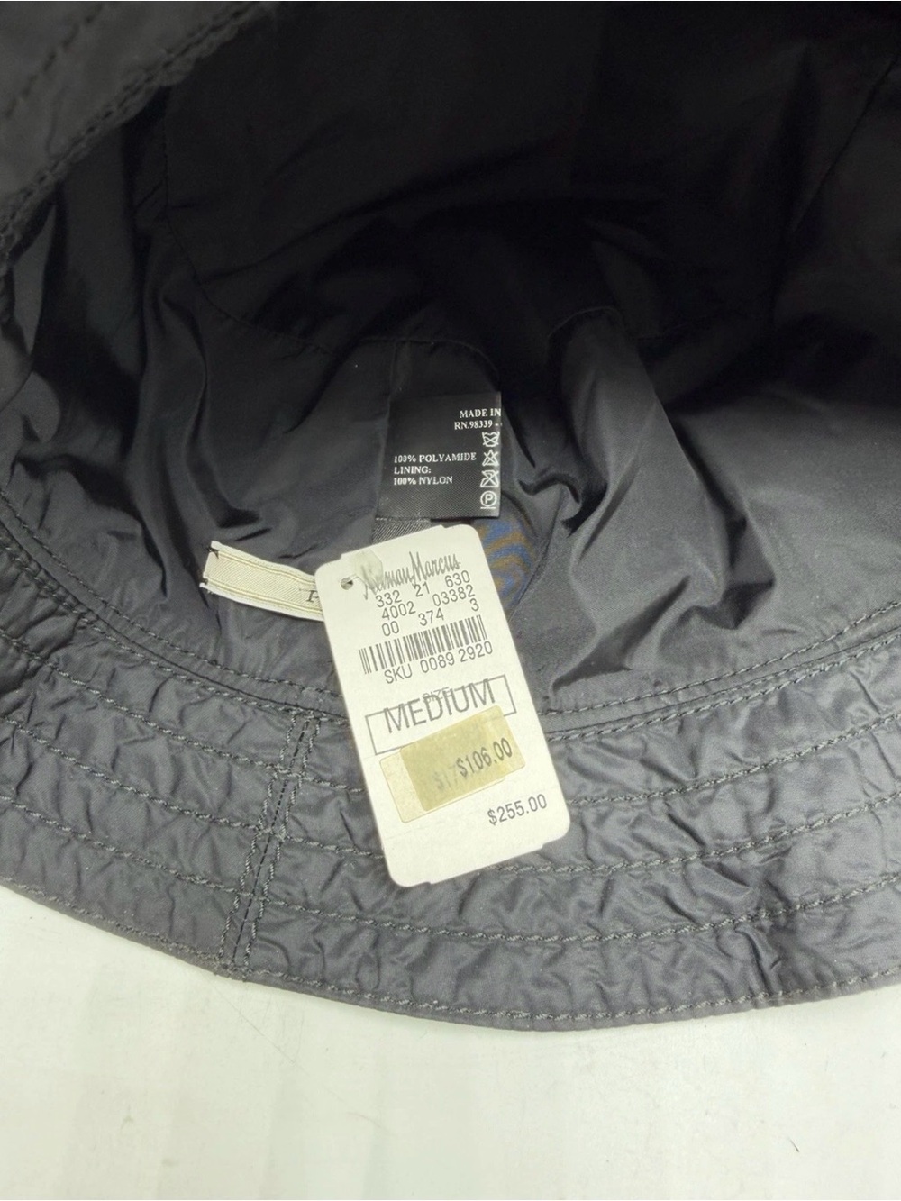 Authentic Prada Bucket Hat  Black Nylon Silver Logo Excellent Unisex Medium Vtg - Picture 5 of 6